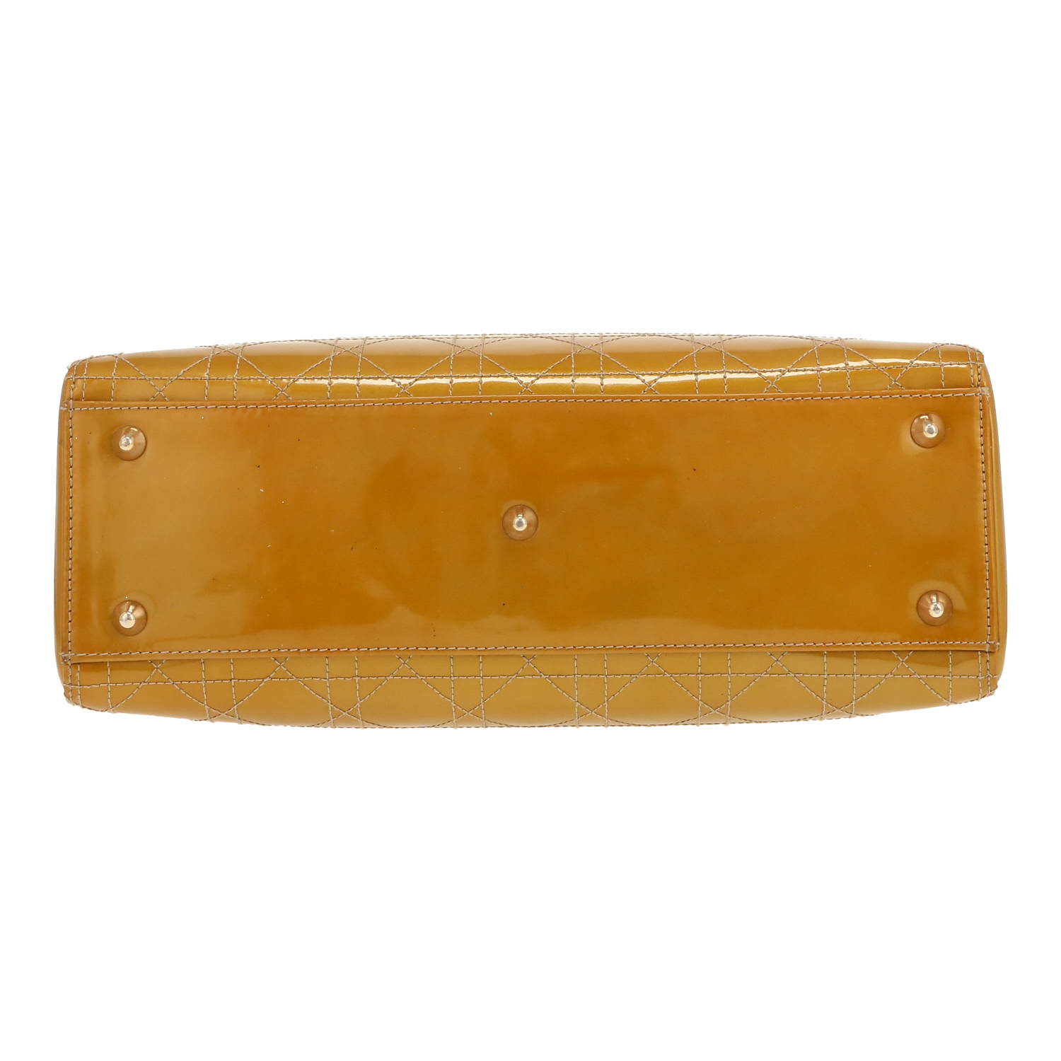 Borsa Dior  Lady Dior modello grande  in pelle verniciata dorata - Detail D1