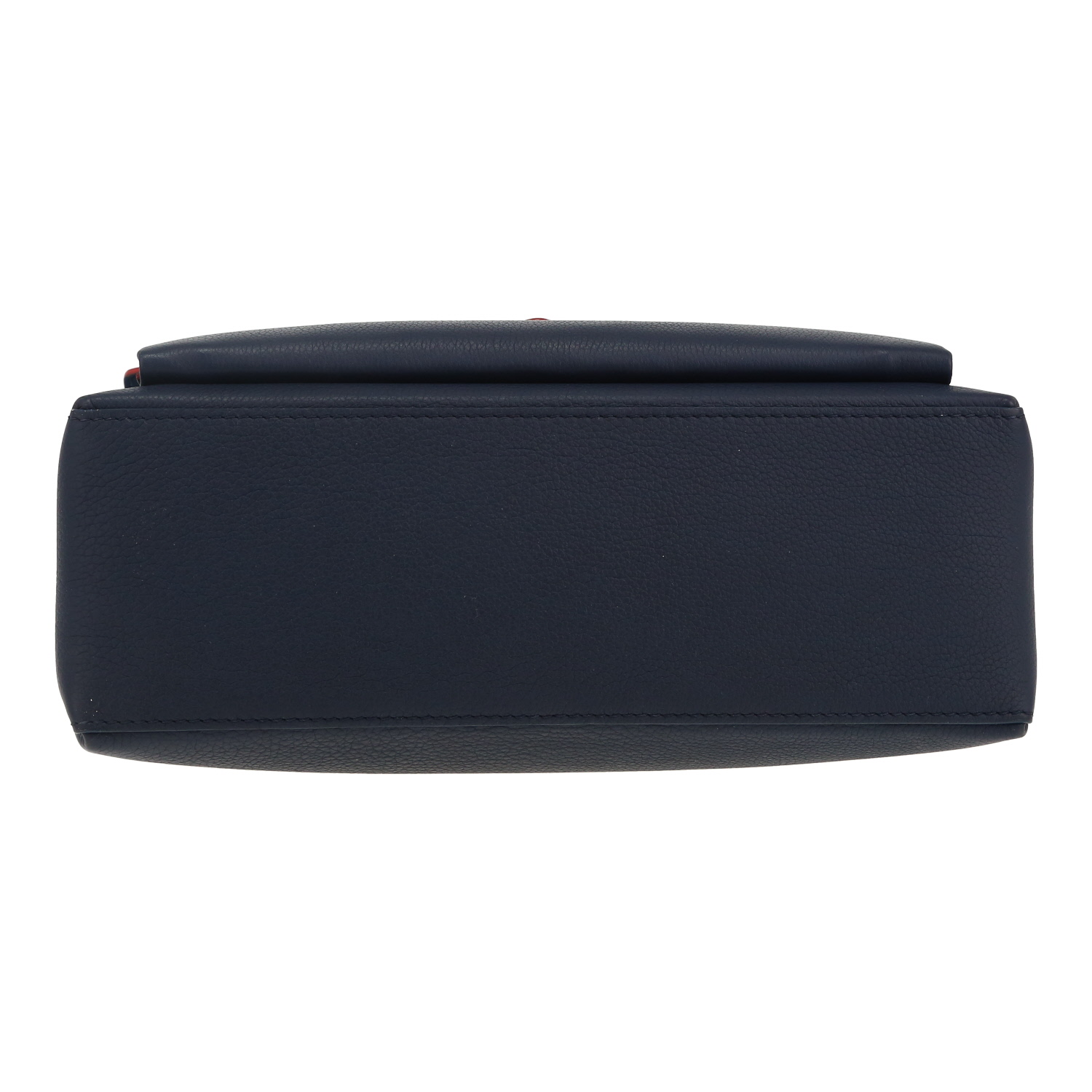 Louis Vuitton  Lockme handbag  in blue grained leather  and red piping - Detail D1