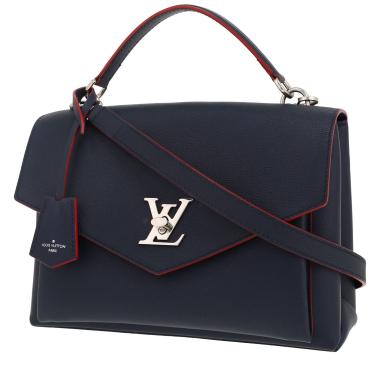 Louis Vuitton  Lockme handbag  in blue grained leather  and red piping