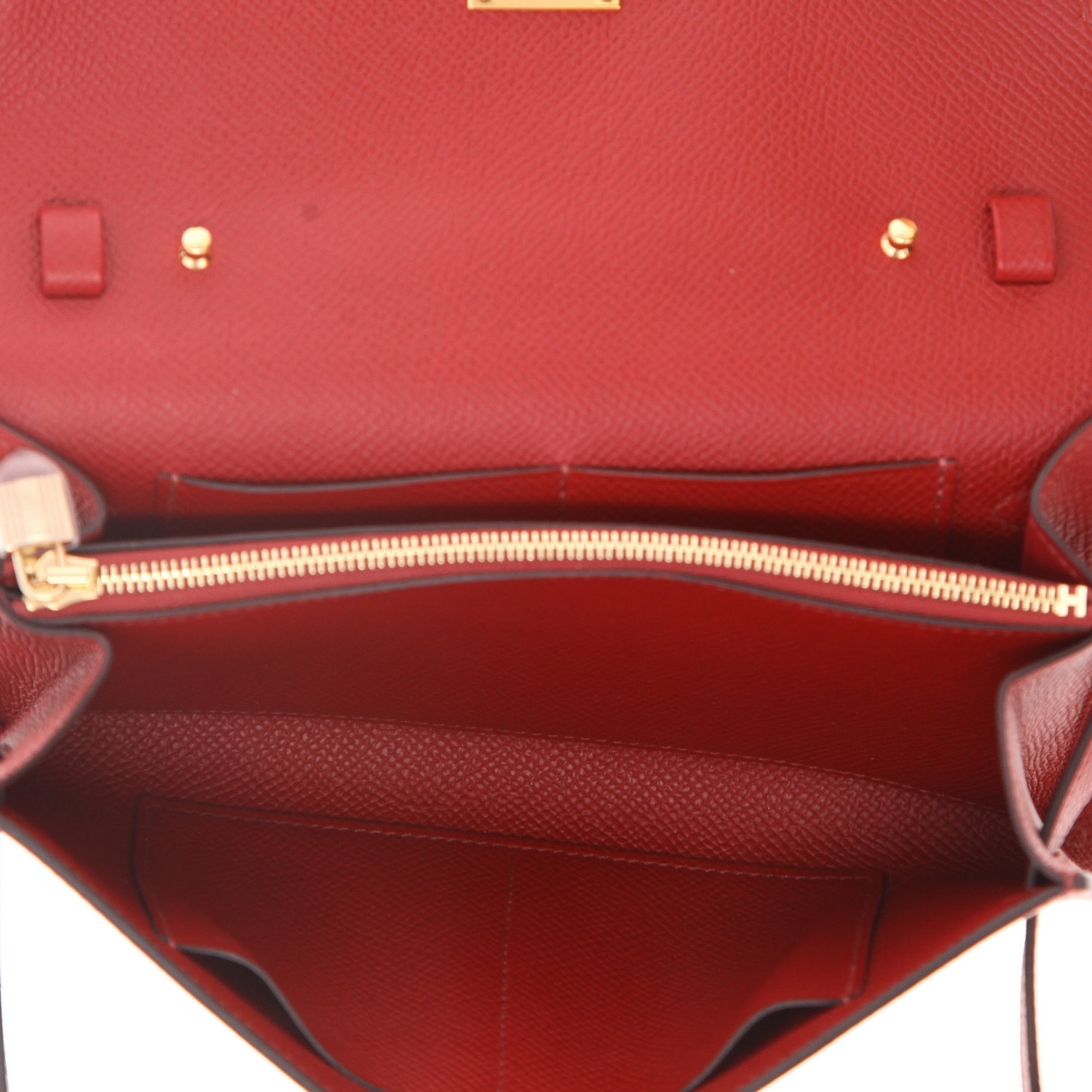 Hermès  Kelly To Go handbag/clutch  in red epsom leather - Detail D3