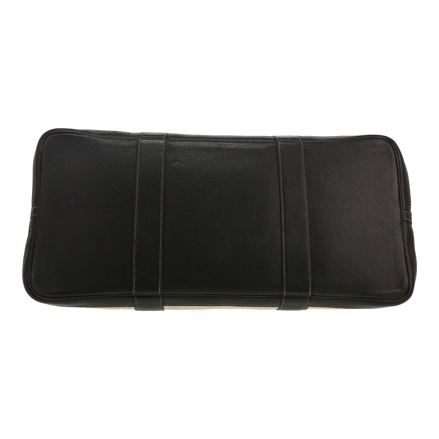 Shopping bag Hermès  Garden in tela beige e pelle nera - Detail D1