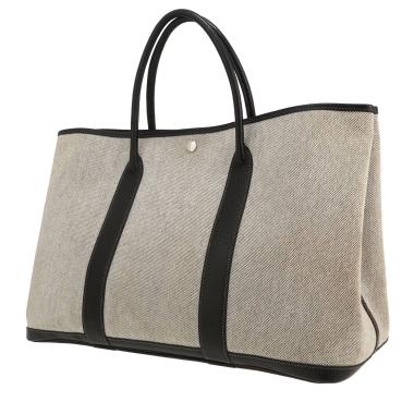 Bolso Cabás Hermès  Garden en lona beige y cuero negro