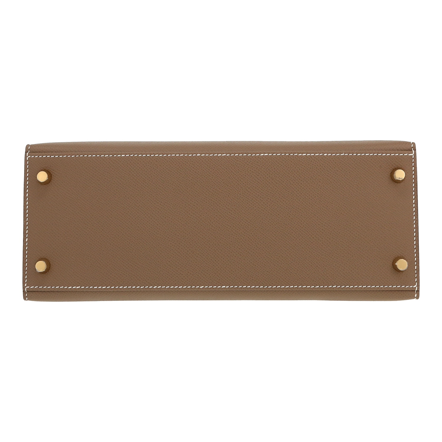 Bolso de mano Hermès  Kelly 28 cm en cuero epsom marrón etoupe - Detail D1