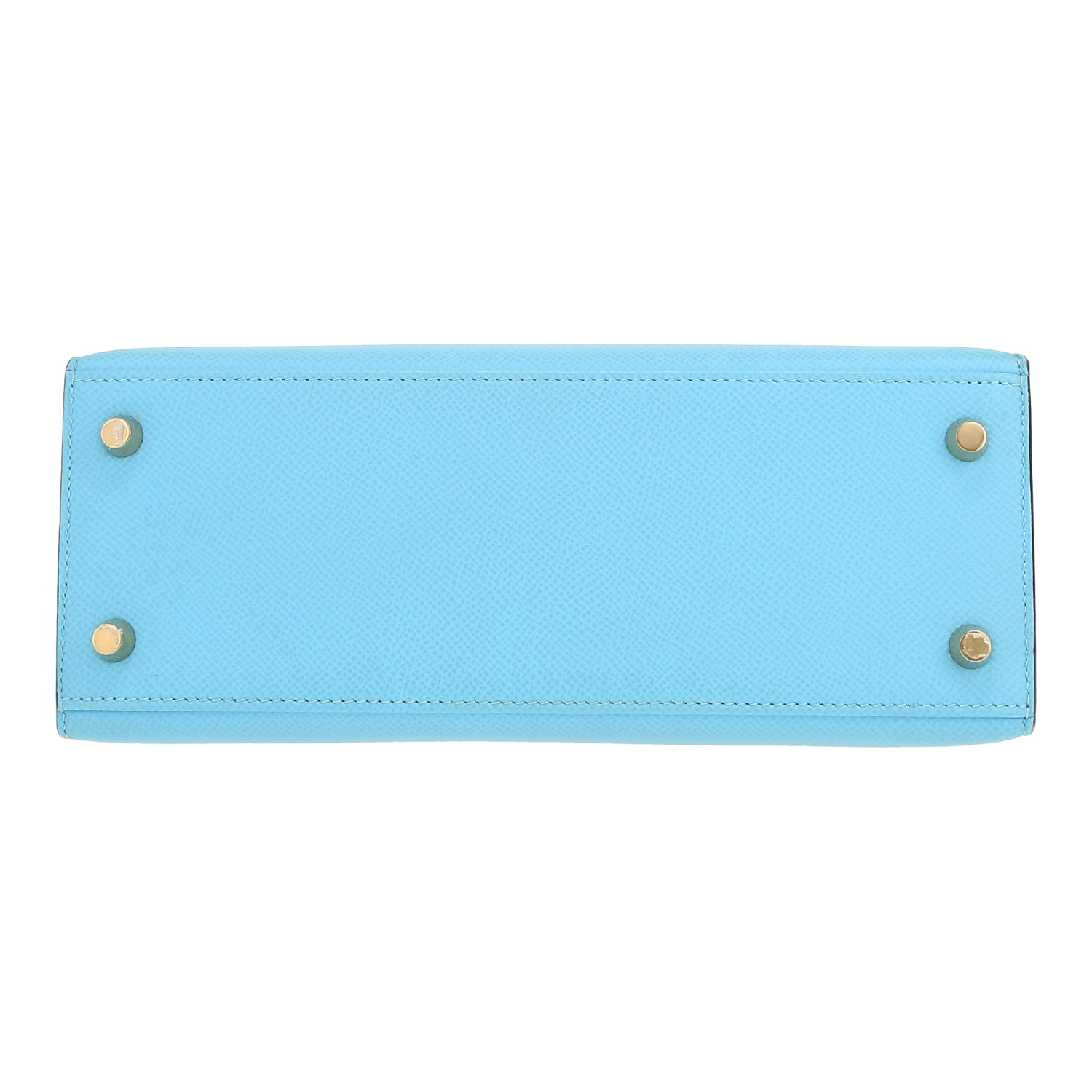 Bolso de mano Hermès  Kelly 25 cm en cuero epsom azul Celeste - Detail D1