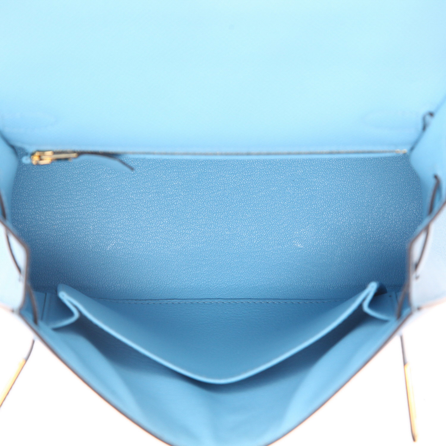 Borsa Hermès  Kelly 25 cm in pelle Epsom blu Celeste - Detail D3