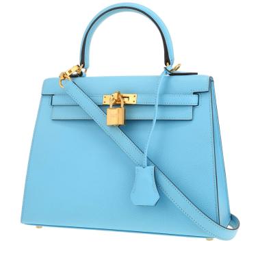 Hermès  Kelly 25 cm handbag  in blue Celeste epsom leather