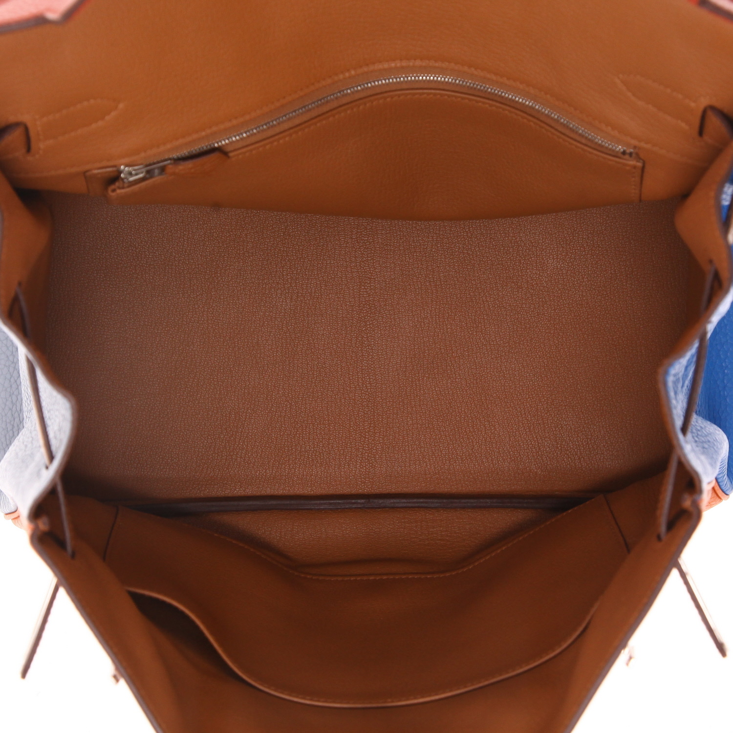 Sac à main Hermès  Birkin 35 cm Arlequin en cuir togo multicolore rouge, orange gold et bleu - Detail D3