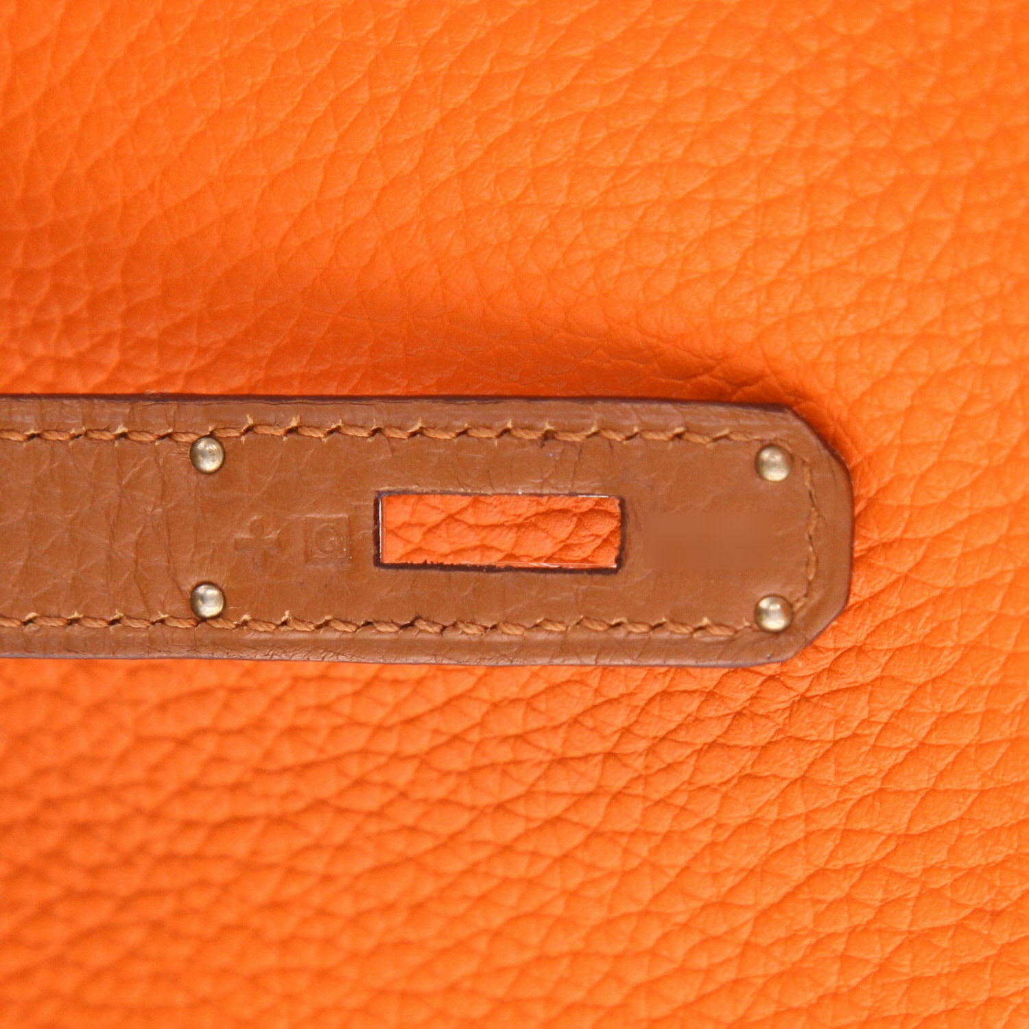 Sac à main Hermès  Birkin 35 cm Arlequin en cuir togo multicolore rouge, orange gold et bleu - Detail D4