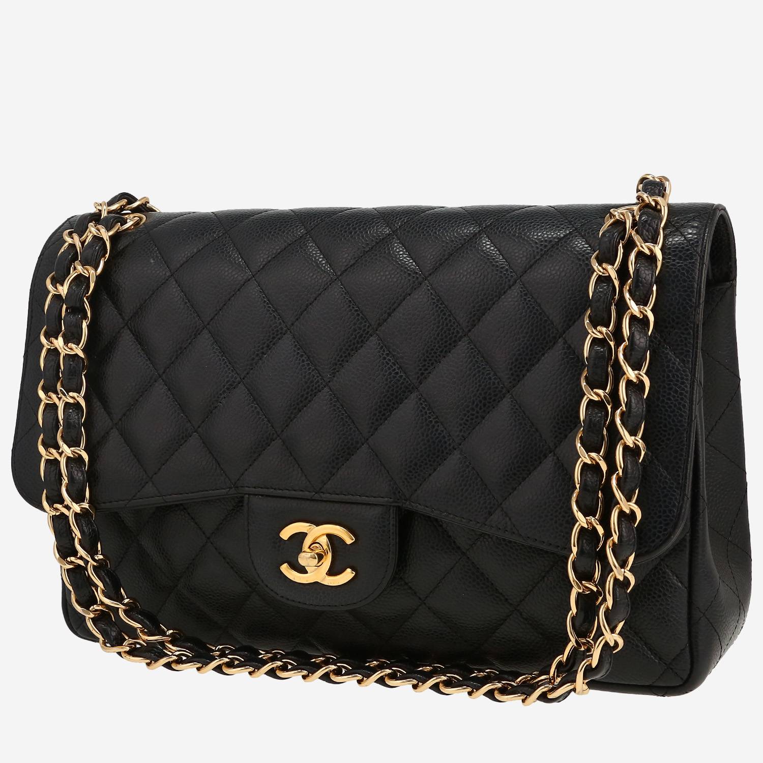 Bolso de mano Chanel  Timeless Jumbo en cuero granulado acolchado negro