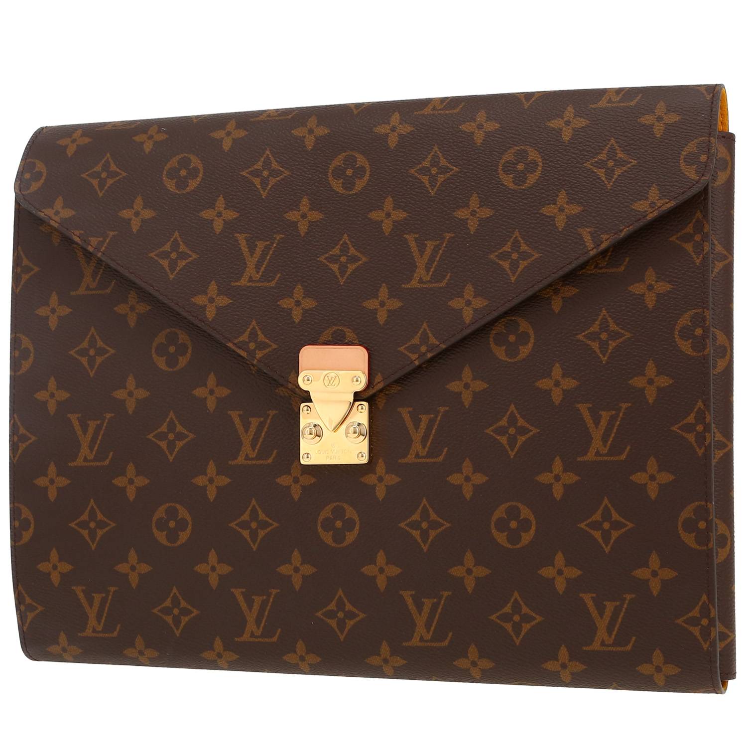 Borsa portadocumenti Louis Vuitton  Dossier Mark in tela monogram marrone e pelle naturale