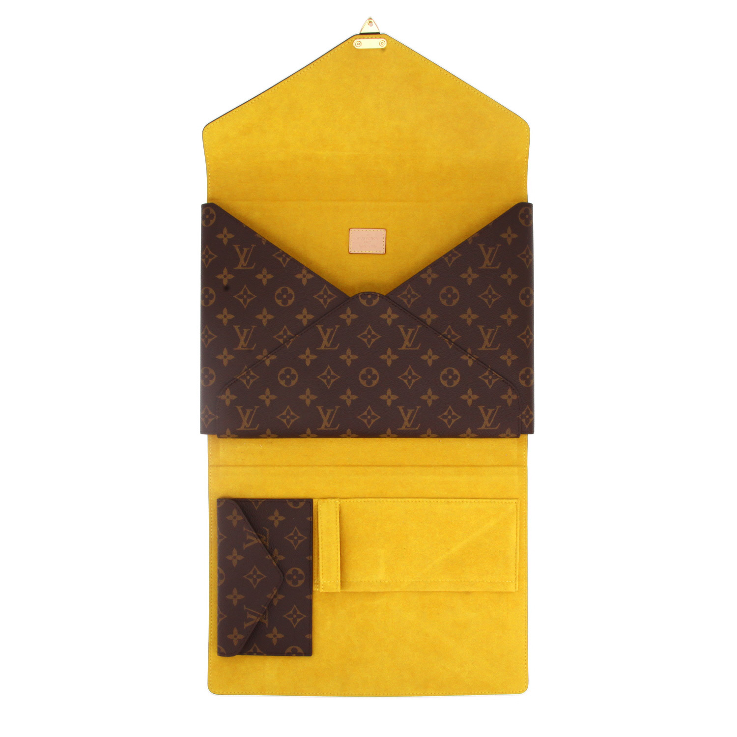 Porte-documents Louis Vuitton  Dossier Mark en toile monogram marron et cuir naturel - Detail D4