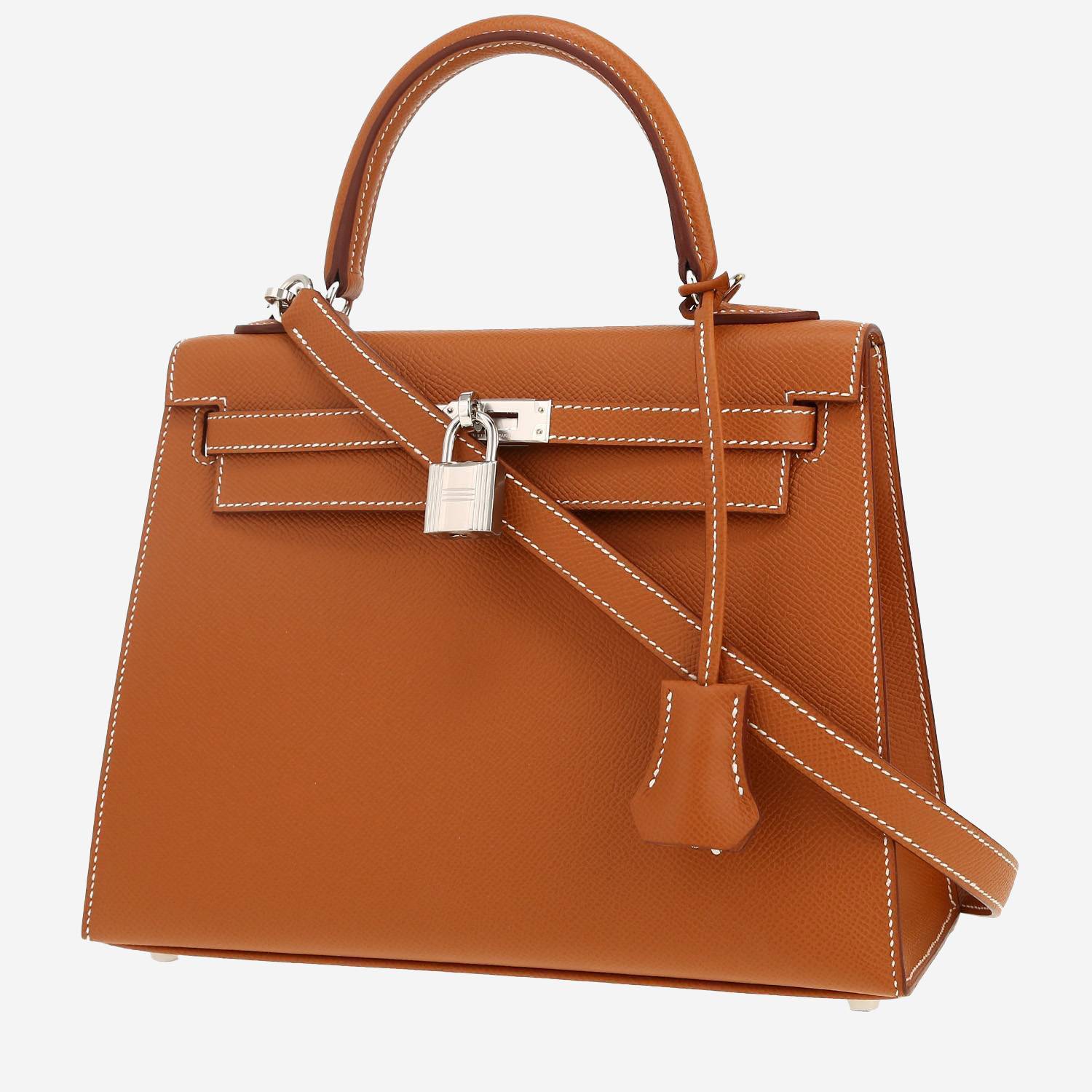 Sac à main Hermès  Kelly 25 cm en cuir epsom gold