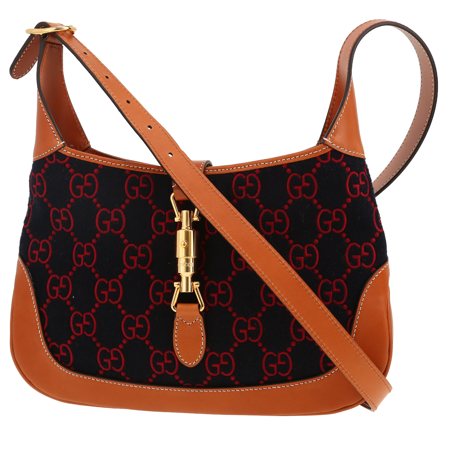 Gucci Jackie handbag in black felt and brown leather