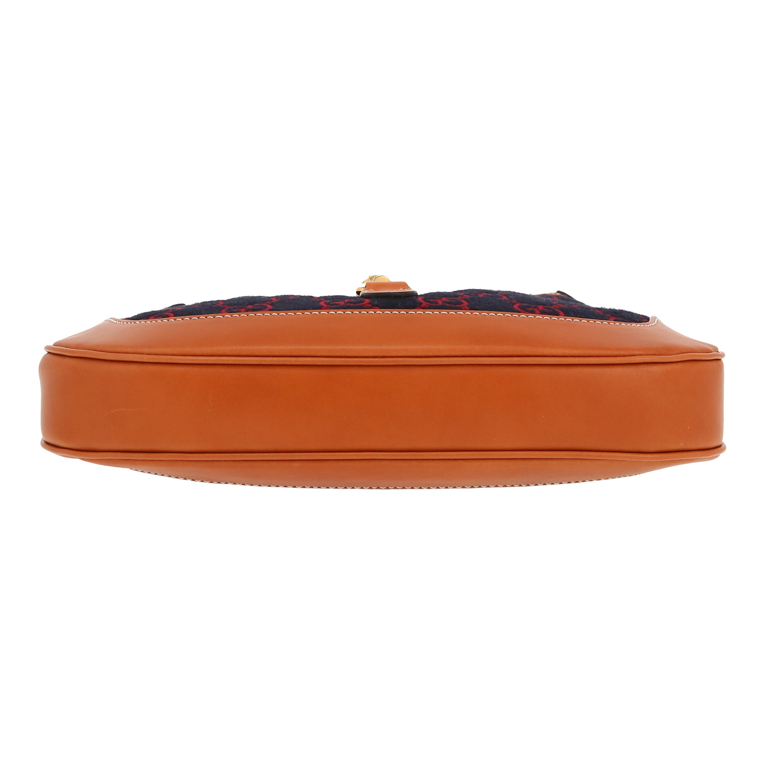 Bolso de mano Gucci  Jackie en fieltro negro y cuero marrón - Detail D1