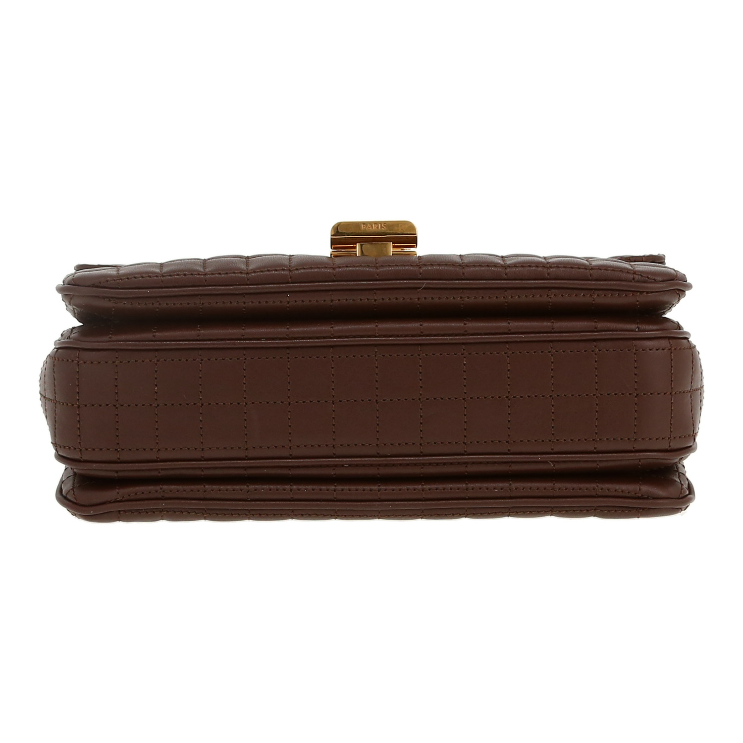 Bolso de mano Celine  C bag en cuero acolchado marrón - Detail D1