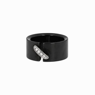 Bague Chaumet Lien moyen modèle en or blanc, céramique noire et diamants