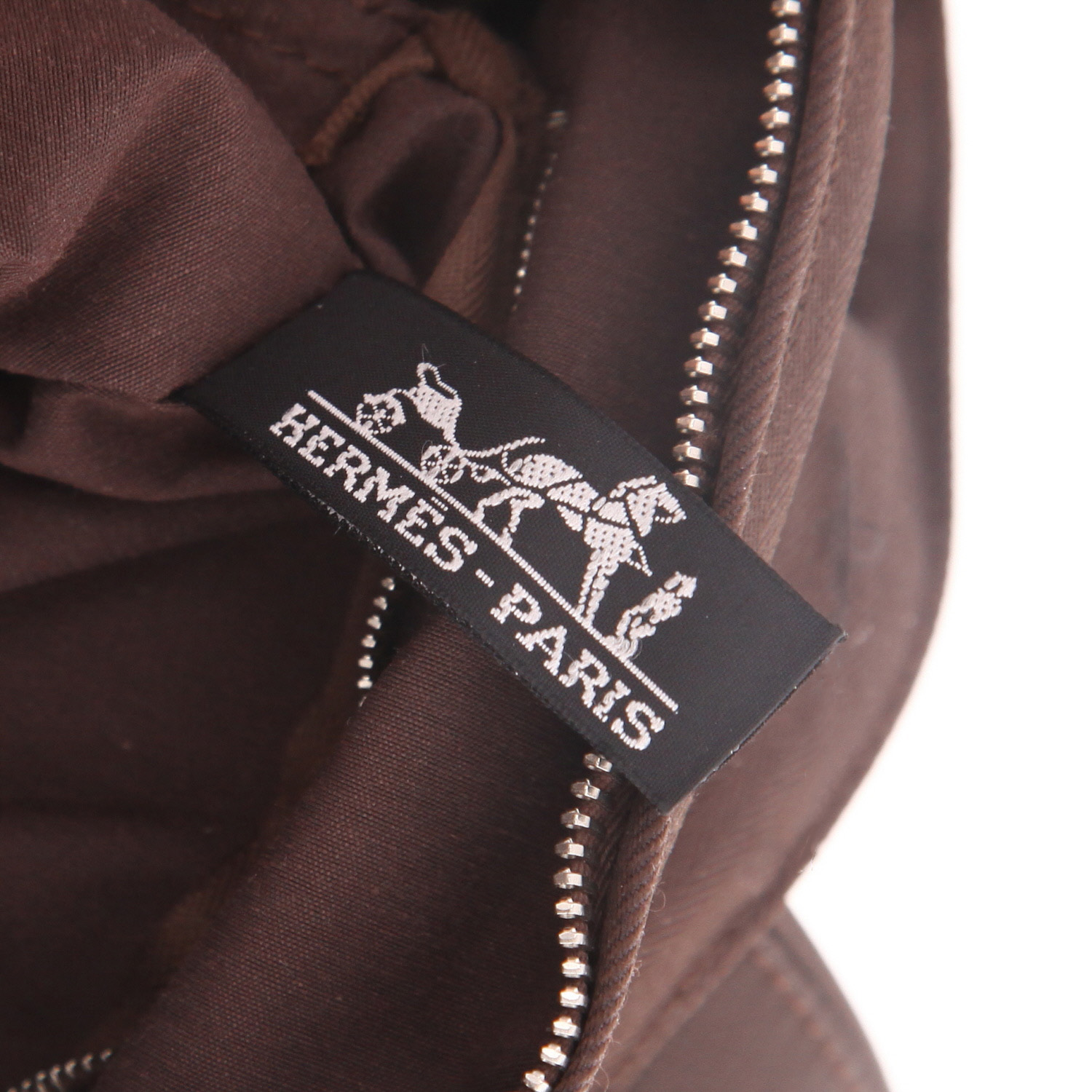 Hermès  Acapulco handbag  in brown canvas  and brown leather - Detail D2