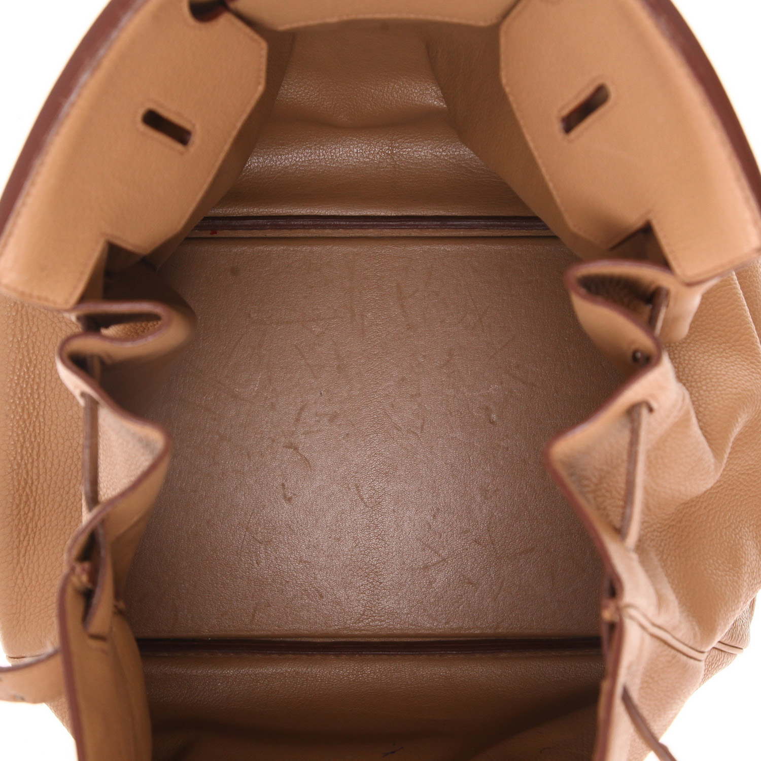 Borsa weekend Hermès  Haut à Courroies in pelle togo marrone - Detail D3