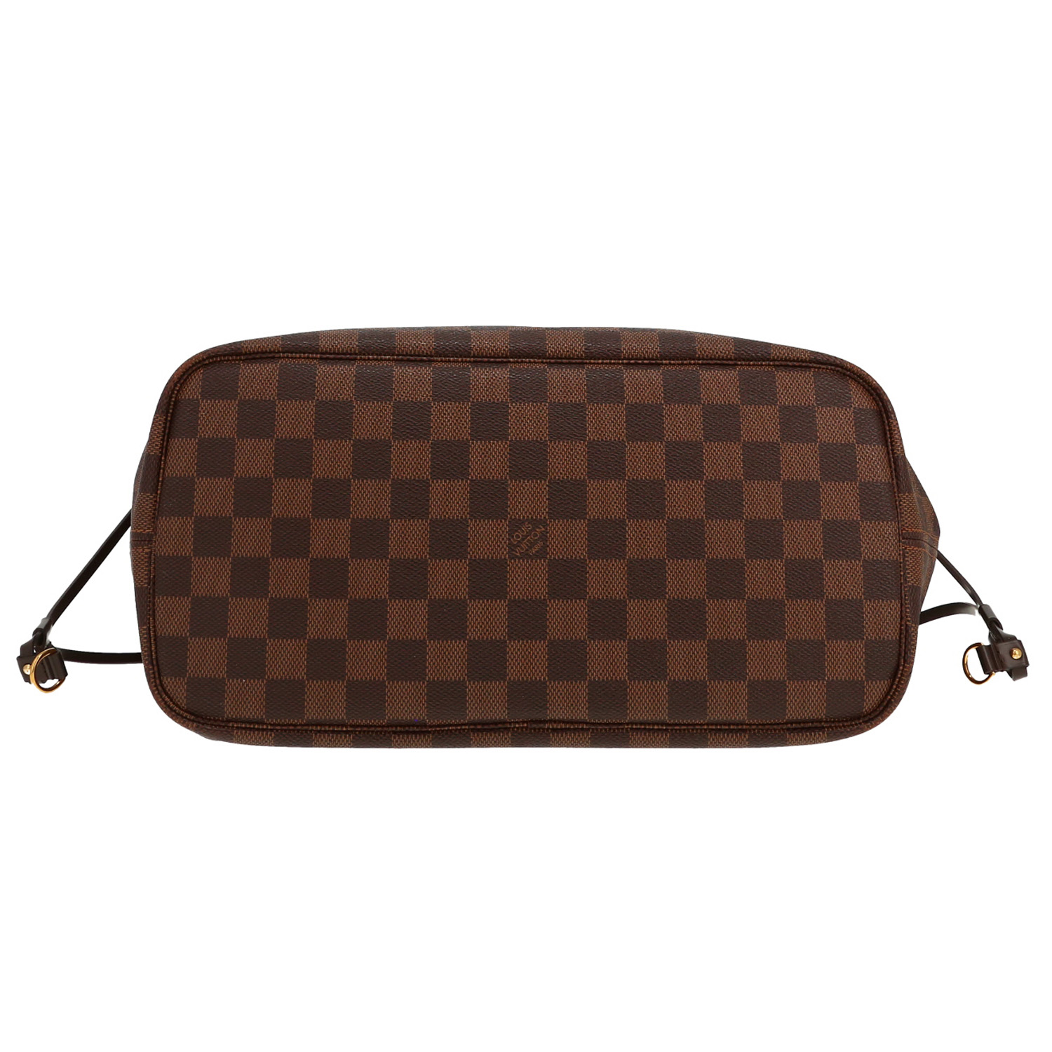 Louis Vuitton  Neverfull shopping bag  in ebene damier canvas  and brown leather - Detail D1