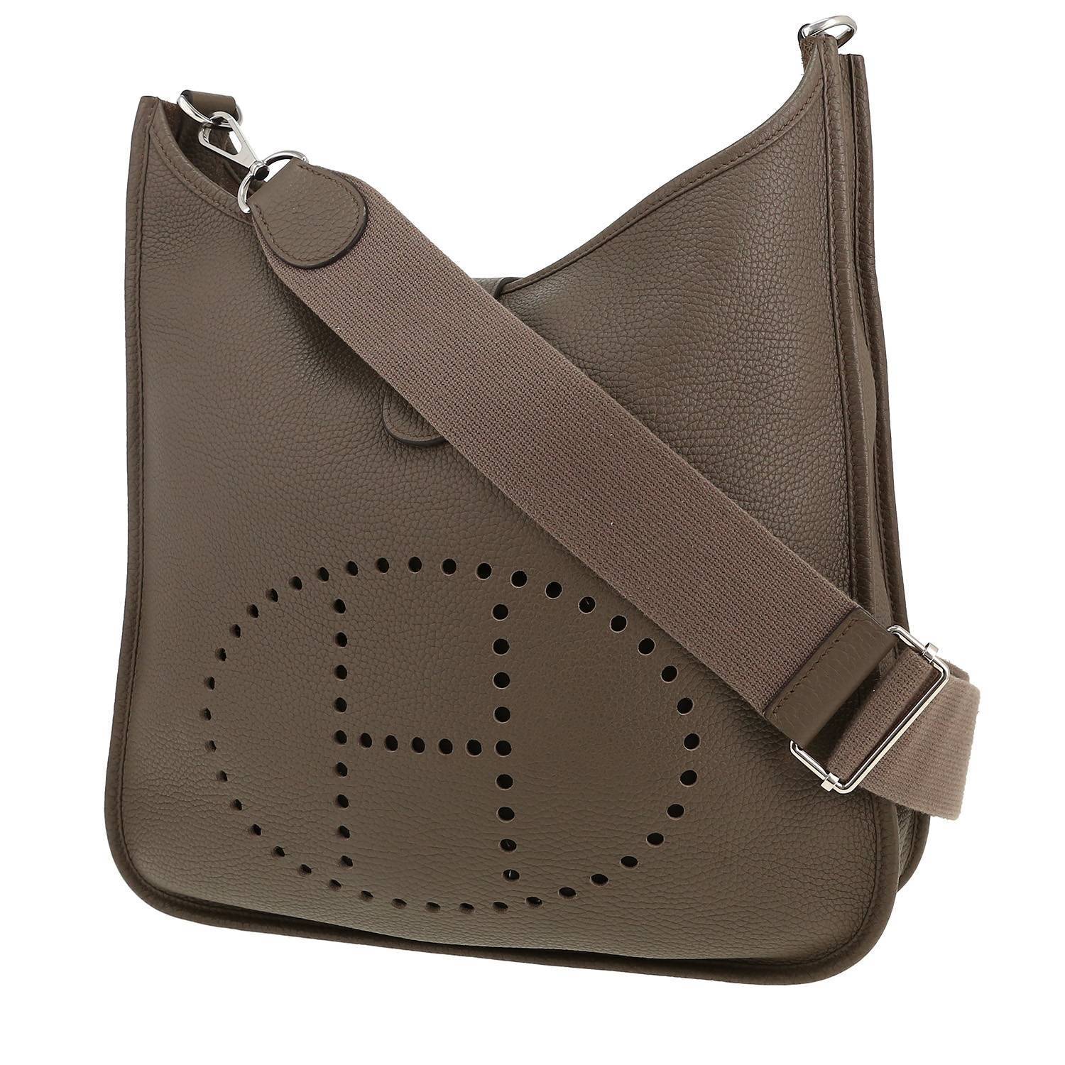 Borsa a tracolla Hermès  Evelyne 29 cm in pelle togo grigia stagna