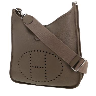 Sac bandoulière Hermès  Evelyne 29 cm en cuir togo gris étain