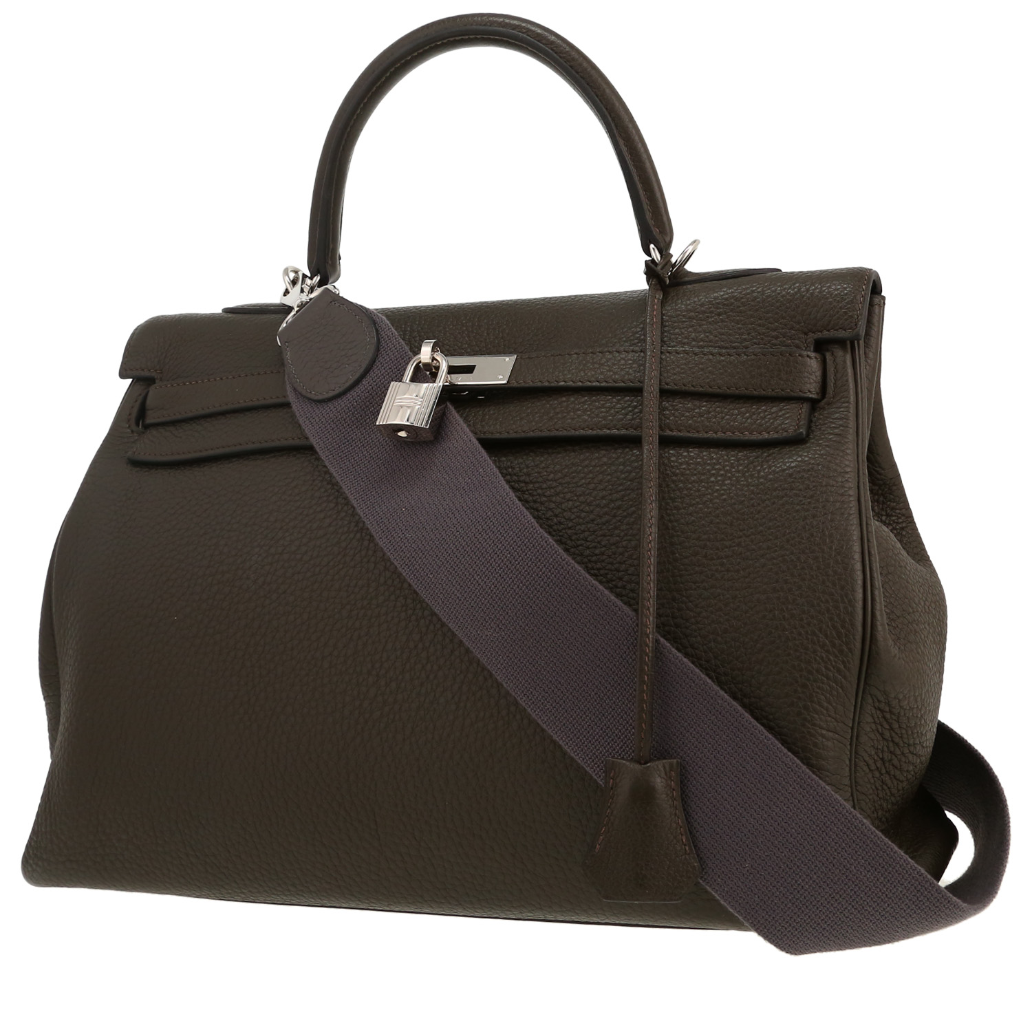 Hermès  Kelly 35 cm handbag  in anthracite grey togo leather - Detail D5