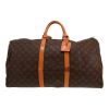 Bolsa de viaje Louis Vuitton  Keepall 55 en lona Monogram marrón y cuero natural - Detail D1 thumbnail