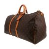 Bolsa de viaje Louis Vuitton  Keepall 55 en lona Monogram marrón y cuero natural - Detail D2 thumbnail