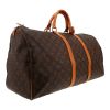 Bolsa de viaje Louis Vuitton  Keepall 55 en lona Monogram marrón y cuero natural - Detail D3 thumbnail