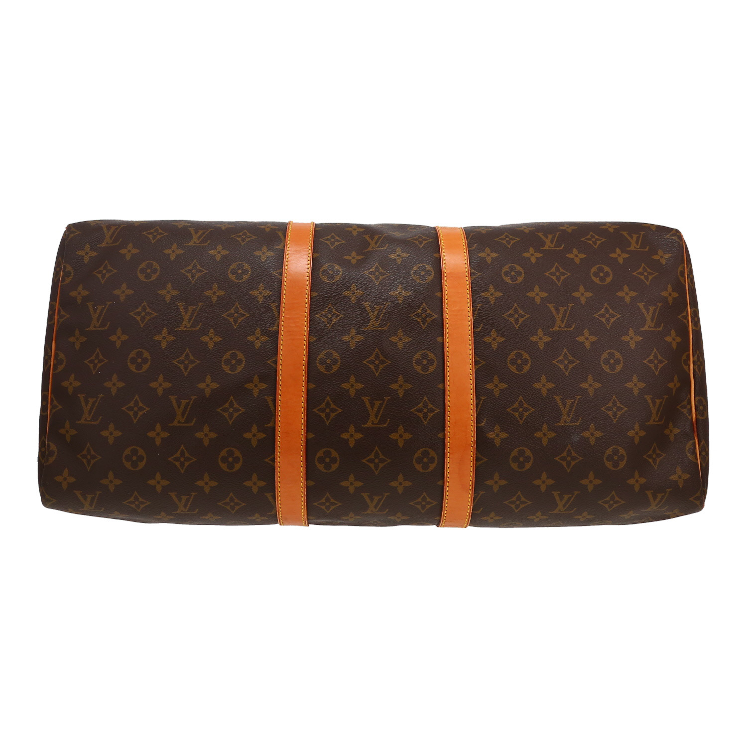 Louis Vuitton  Keepall 55 travel bag  in brown monogram canvas  and natural leather - Detail D4