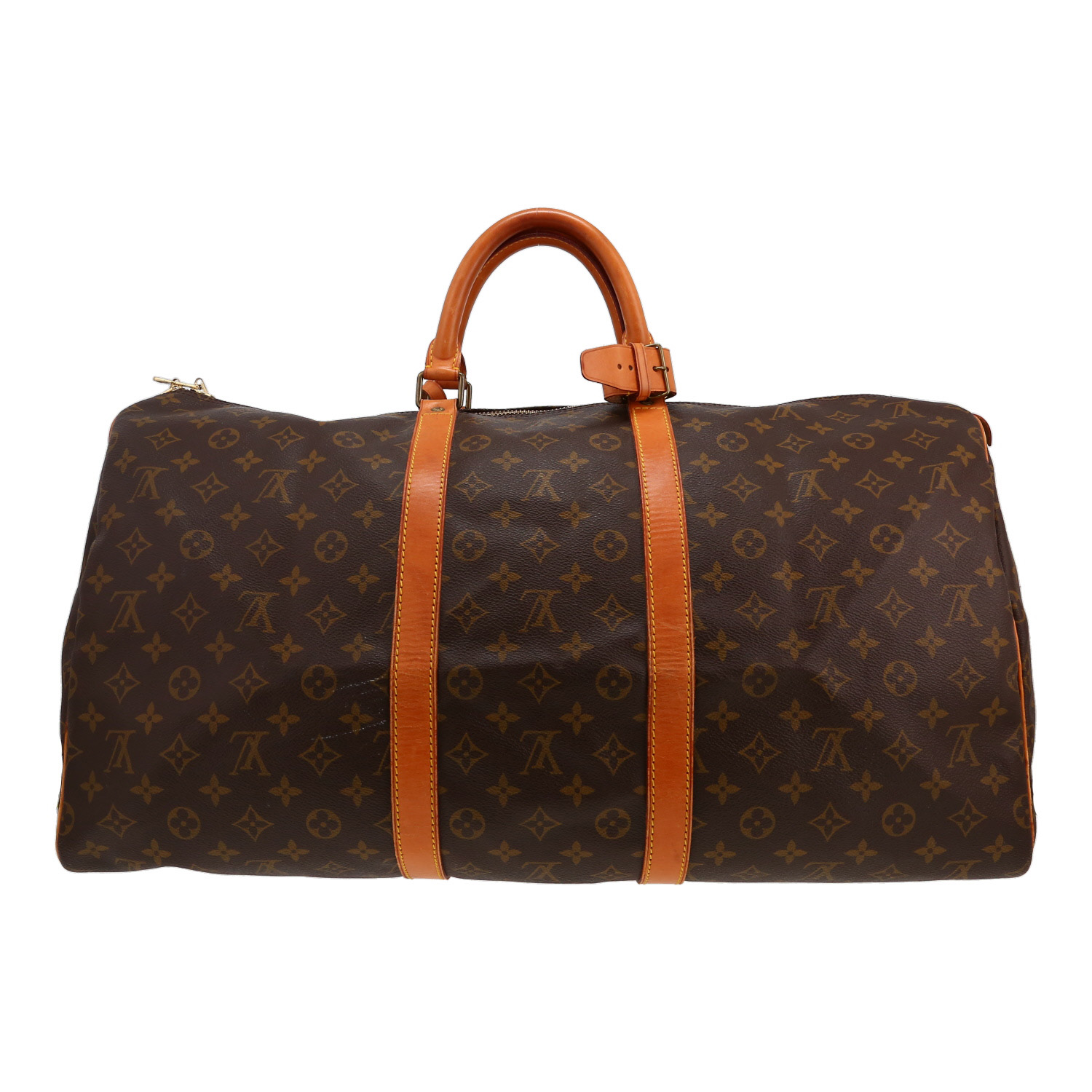 Louis Vuitton  Keepall 55 travel bag  in brown monogram canvas  and natural leather - Detail D5