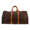 Bolsa de viaje Louis Vuitton  Keepall 55 en lona Monogram marrón y cuero natural - Detail D5 thumbnail