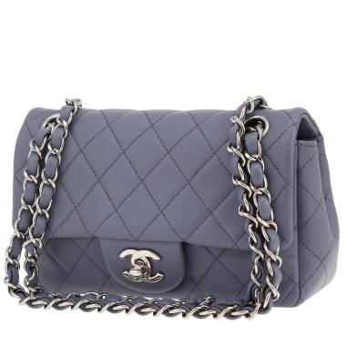 Sac bandoulière Chanel  Mini Timeless en cuir matelassé bleu-lavande