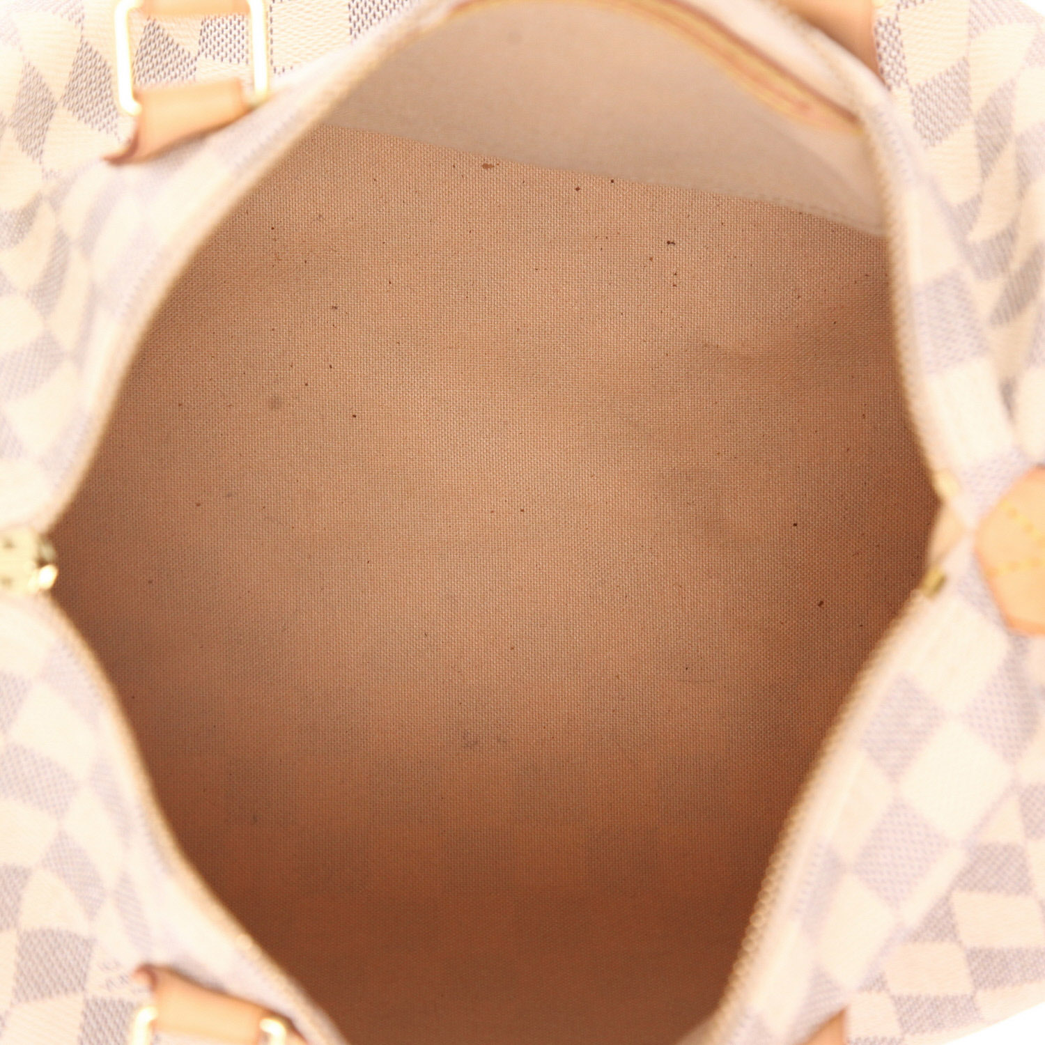 Louis Vuitton  Speedy 30 handbag  in azur damier canvas  and natural leather - Detail D3