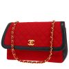 Bolso bandolera Chanel  Vintage en jersey rojo y cuero azul marino - 00pp thumbnail