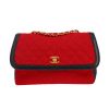 Chanel  Vintage shoulder bag  in red jersey  and navy blue leather - 360 thumbnail