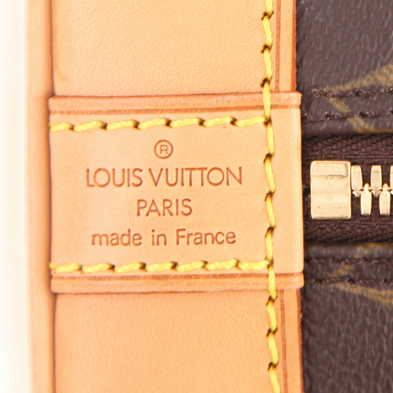 Sac à main Louis Vuitton  Alma en toile monogram marron et cuir naturel - Detail D2