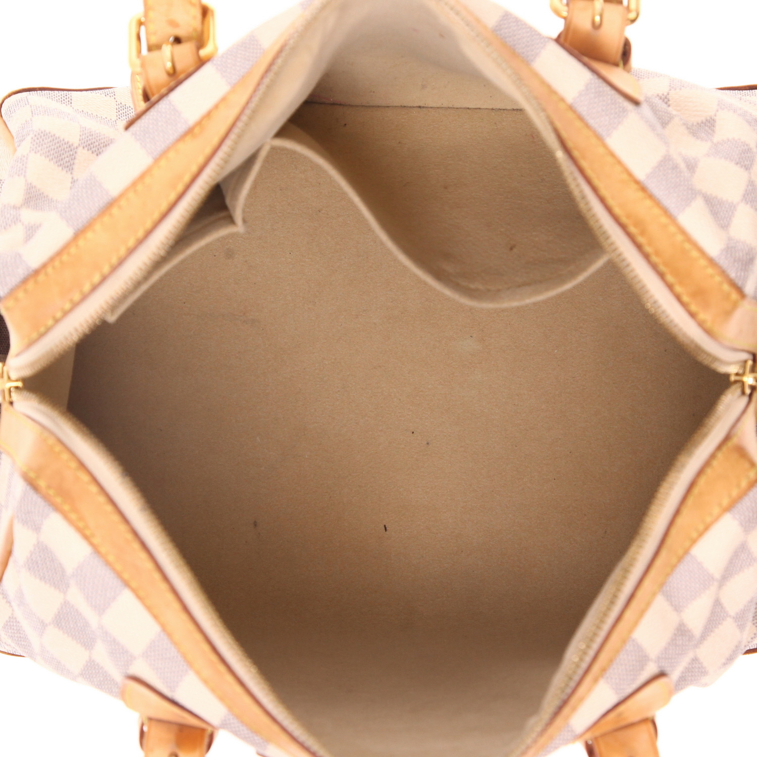 Bolso de mano Louis Vuitton  Berkeley en lona a cuadros azul celeste y cuero natural - Detail D3