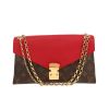 Bolso de mano Louis Vuitton  Pallas Chain en lona Monogram marrón y cuero rojo - 360 thumbnail