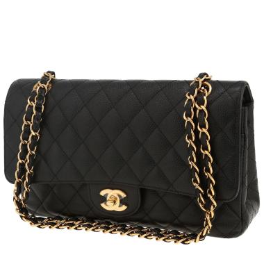 Chanel  Timeless Classic handbag  in black quilted grained leather
