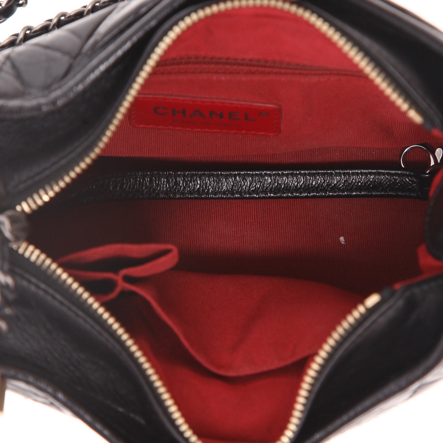 Chanel  Gabrielle  small model  shoulder bag  in black quilted leather - Detail D3