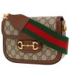 Bolso bandolera Gucci  1955 Horsebit mini  en tejido "sûpreme GG" beige y cuero marrón - 00pp thumbnail