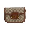 Bolso bandolera Gucci  1955 Horsebit mini  en tejido "sûpreme GG" beige y cuero marrón - 360 thumbnail