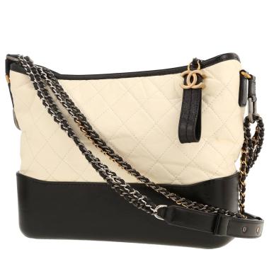 Bolso bandolera Chanel  Gabrielle  modelo mediano  en cuero acolchado blanco y cuero negro