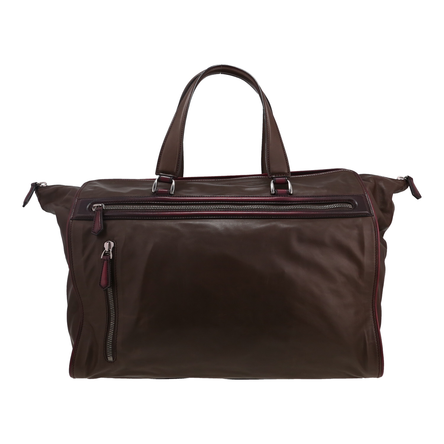 Bolsa de viaje Berluti en cuero marrón - Detail D1