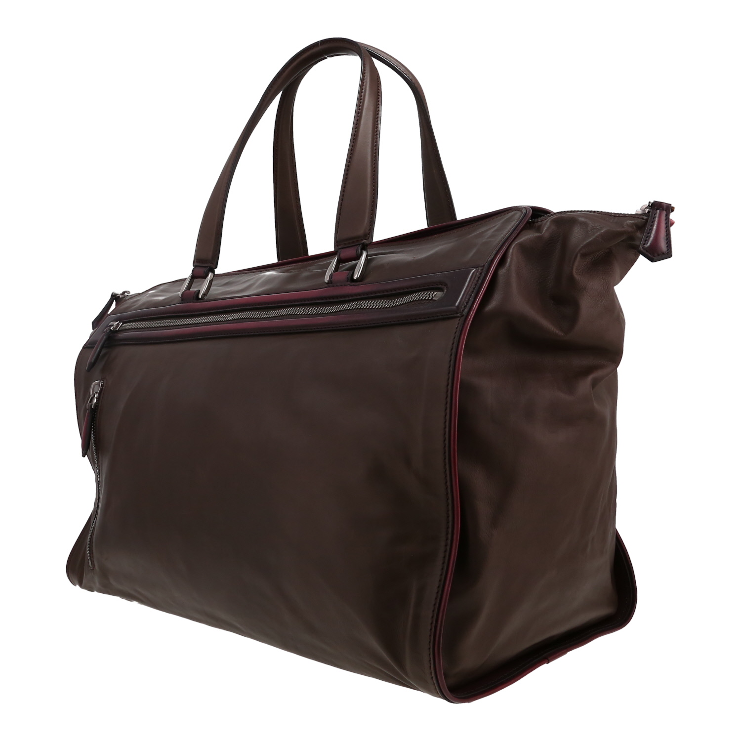 Bolsa de viaje Berluti en cuero marrón - Detail D2