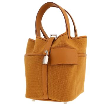 Borsa Hermès  Picotin 26 cm in tela beige Sésame e pelle beige Sésame