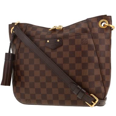 Borsa a tracolla Louis Vuitton  South Bank in tela a scacchi ebana e pelle marrone