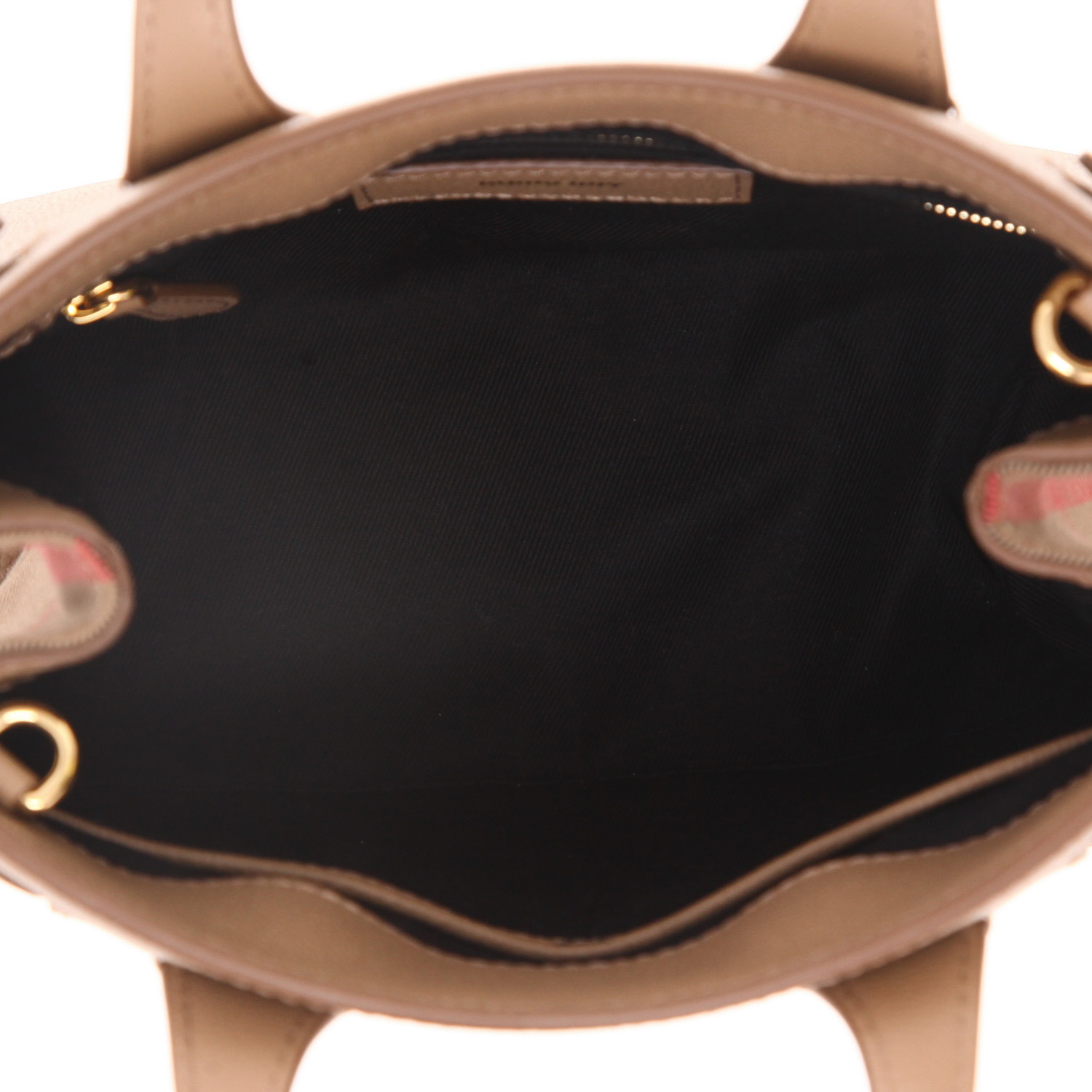 Sac à main Burberry   en cuir marron et toile imprimée à motif rayé - Detail D3