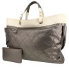 Chanel   shopping bag  in grey leather  and white canvas - 00pp thumbnail